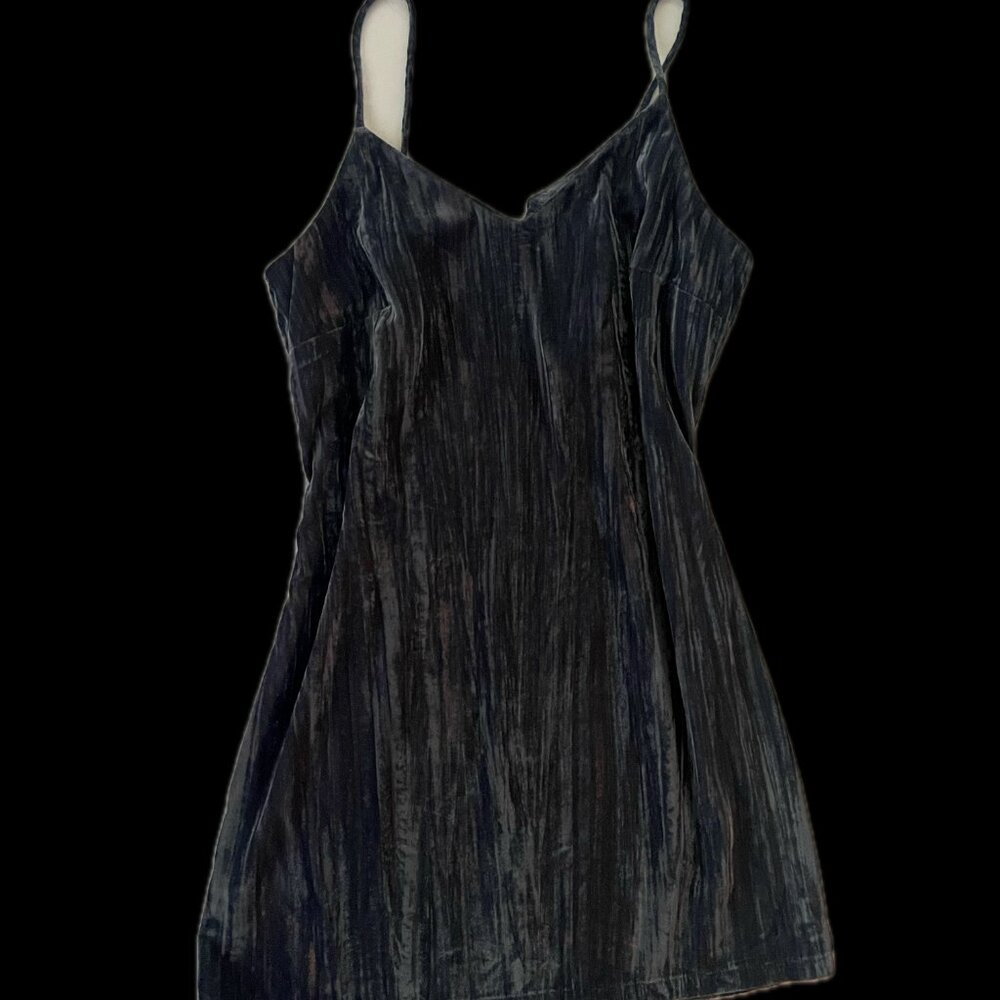 Elodie V-Neck Velvet Cami Dress in Blue Slate M - Picture 5 of 5